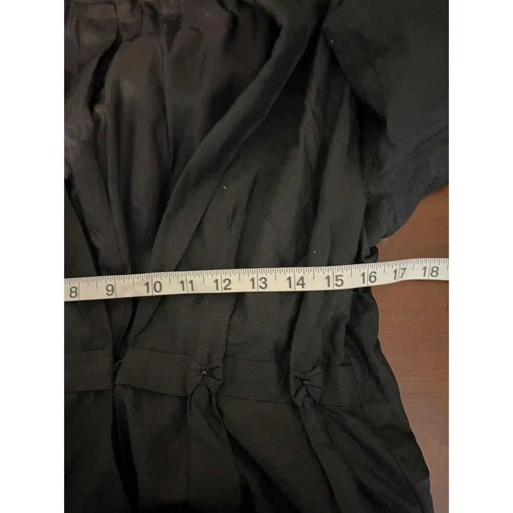 Max Studio Dress Womens Medium Black Textured V Neck 3/4 Sleeve Silk Lined‎